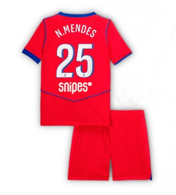 Paris Saint-Germain Nuno Mendes #25 Tredje trøje Børn 2025-26 Kort ærmer (+ korte bukser)